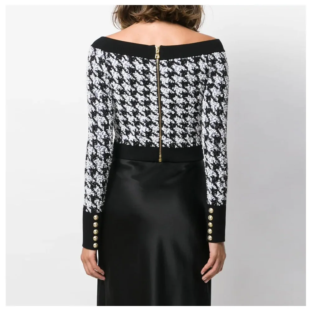 Женская винтажная Блузка в клетку с воротником-лодочкой | одежда