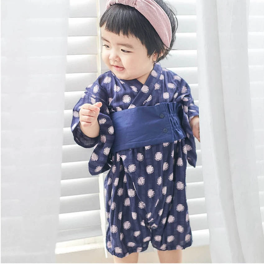 Кимоно в японском стиле для детей 2021 Комбинезоны маленьких мальчиков и девочек с