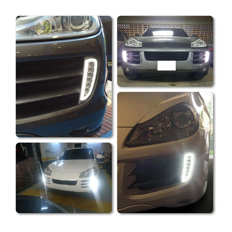 

Car Front Bumper LED DRL Daytime Running Light Fog Light with Turn Signal Lamp For-Porsche Cayenne 957 2007-2010