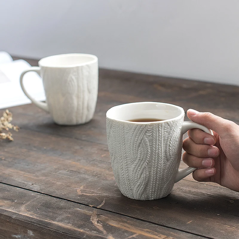 Керамические кружки из белой шерсти в скандинавском ретро-стиле объемная