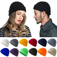 unisex beanie hat ribbed knitted cuffed short caps skullcap women men retro knitted brimless cap winter warmer beanie hats