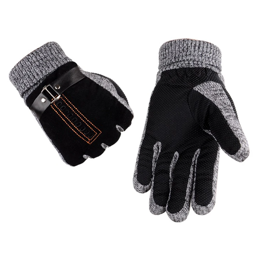 

Winter Thermal Velvet Knitting Gloves Durable Thickened Non-Slip Warm Gloves for Outdoor Cycling Climbing Skiing Riding