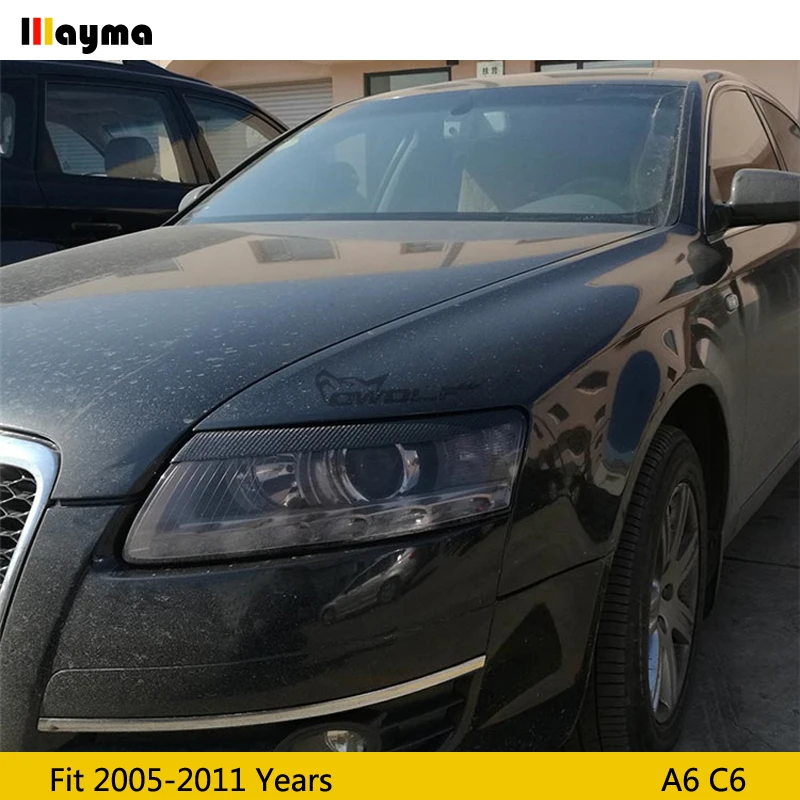 Наклейка на переднюю фару из углеродного волокна для Audi A6 C6 2005 2006 2007 2008 2009 2010