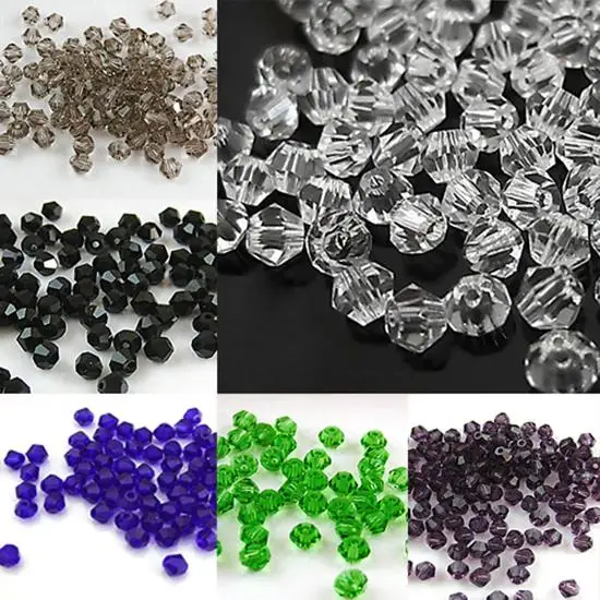 

100Pcs 4mm Artificial Crystal Bicone Shape Spacer Loose Beads Jewelry Findings 2020