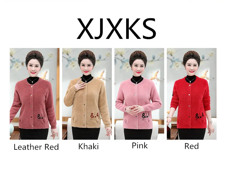 XJXKS Sueter Mujer Invierno плюс размер кардиган Повседневный круглый вырез длинный рукав однобортный пушистый женский свитер пальто
