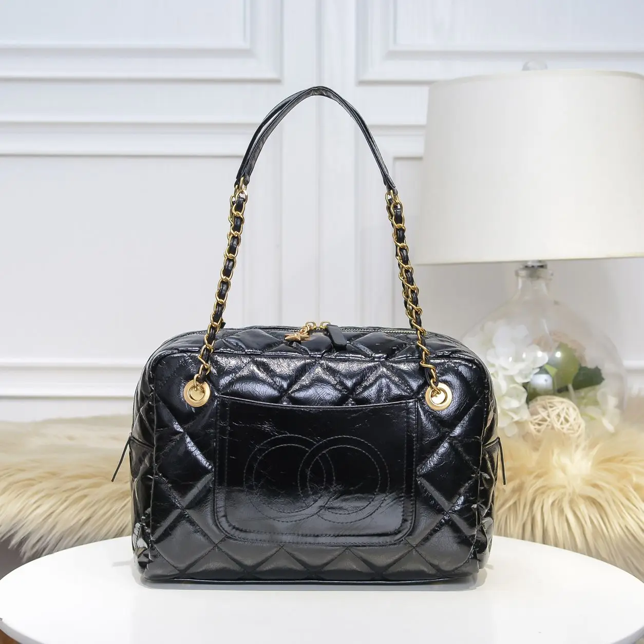 

free shipping 2020 the new style fashion diamond lattice genuine cow leather women handbag large capacity zipper bag