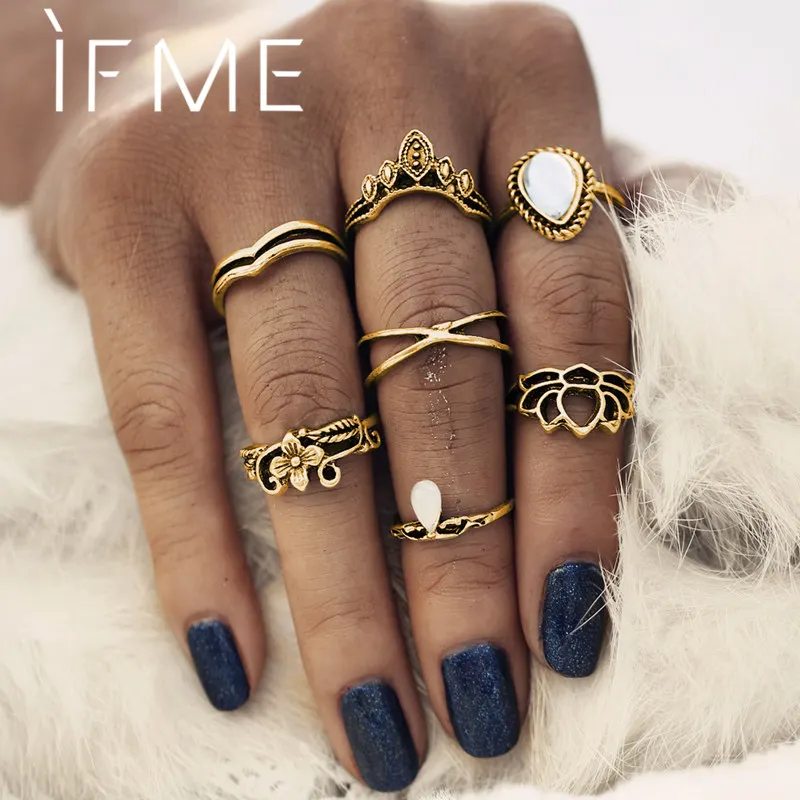 Женский винтажный комплект колец IF ME на фалангу золотого цвета в античном стиле