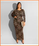 Plus Size 5xl Women Two Piece Set Top And Pants Tracksuit Sweatsuit Outfits Vintage Leopard Patchwork Casual Sets Autumn Winter