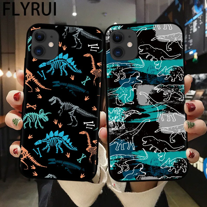 Милый матовый Силиконовый чехол с динозавром для телефона iPhone 11 12 Pro Max XR XS X мягкий