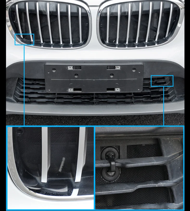 For BMW X1 F48  2016 2017 2018 Steel Car Front Grill Insect Net Insect Screening Mesh images - 6