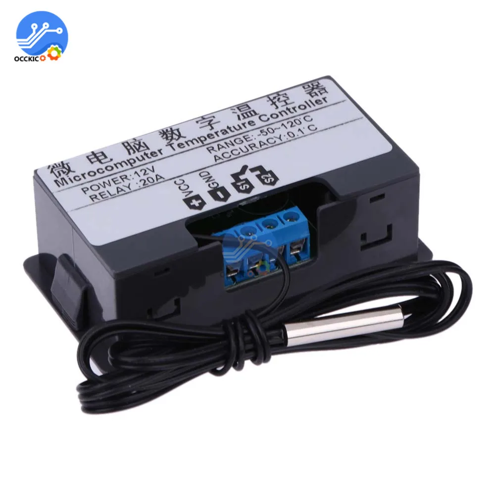 W3230 DC 12V цифровой контроллер температуры красный и синий дисплей 20A 55 120 градусов