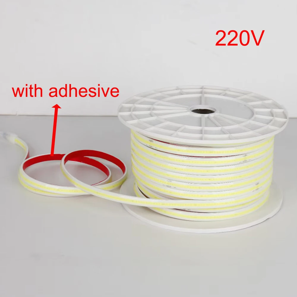 

220V COB LED Strip Light Flexible Neon Light Bar IP67 Dimmable Driverless FCOB Linear LED Tape Lamp 5M 10M RA 70 280/288LED/M