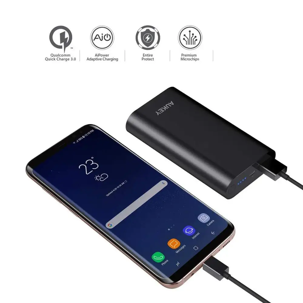 Aukey PB-T15 10050 мАч Внешний аккумулятор USB портативный внешний быстрая зарядка для NS