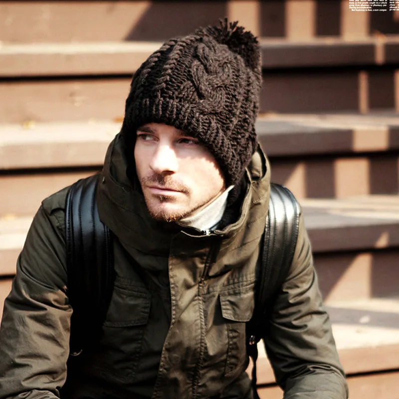 

Twisted woolen ball cap women's winter warm fashion fashion knitted men's beanie beanie hat