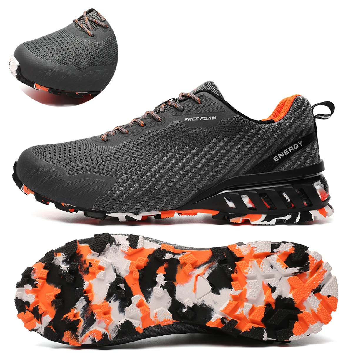 SALUDAS Men Trail Running Shoes Male Sneakers Light Breathable Knit Casual Sneakers Outdoor Trekking Jogging Walking Tennis Shoe