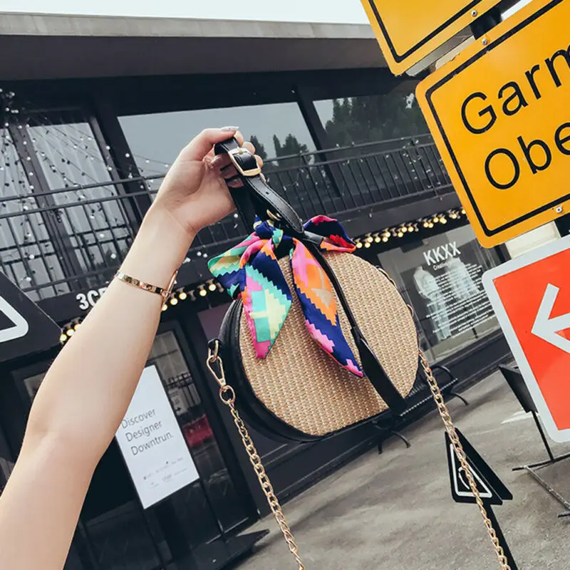 2019 Новая женская плетеная Сумка из ротанга соломенная сумка на плечо для Леди