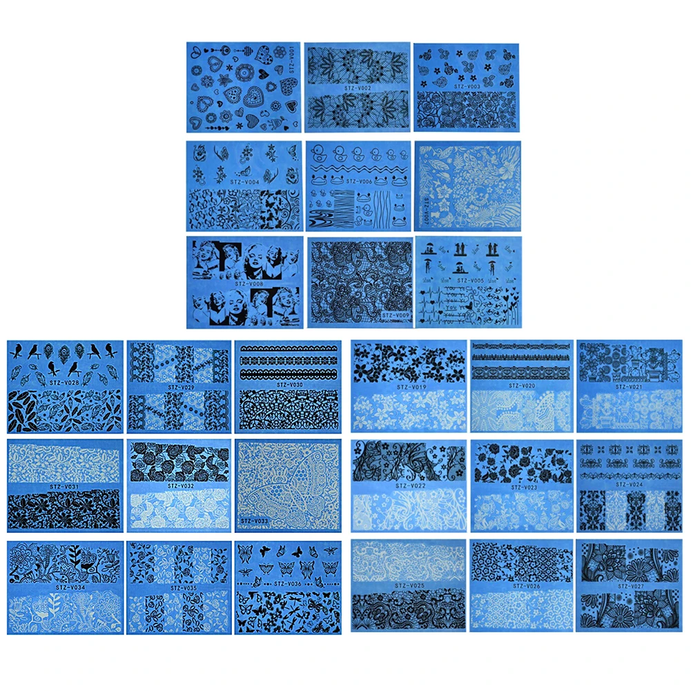 48/шт. Винил для ногтей наклейки-трафарет набор 48 различных дизайнов милый легкий