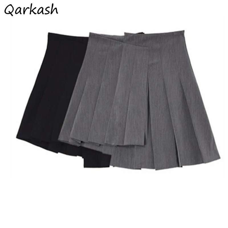 

Skirts Women Student High Waist Fashion Korean Preppy Style Sweet Solid Summer New Collection Asymmetrical Design Chic Basic Hot