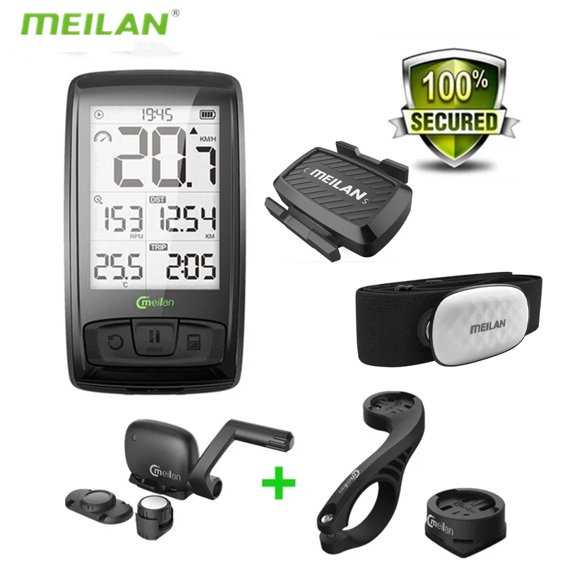 

Велосипедный компьютер MEILAN M4, беспроводной, Bluetooth 4,0, с креплением, держателем, велосипедный спидометр, датчик скорости/частоты вращения пед...