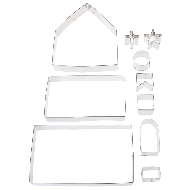 10 шт. нержавеющая сталь 3D пряничный домик Рождественский сценарий набор резаков