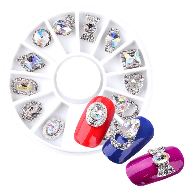 

Nail Art AB Crystal Wheel Rhinestone Diamond Gems Metal Glitter 3D Tips Accessoires Jewelry Manicure Tools Decoration DIY Design