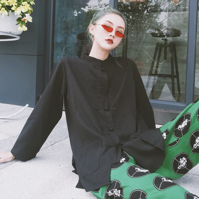 Обувь для пары Мужская женская черная рубашка в китайском стиле Стиль кунг-фу