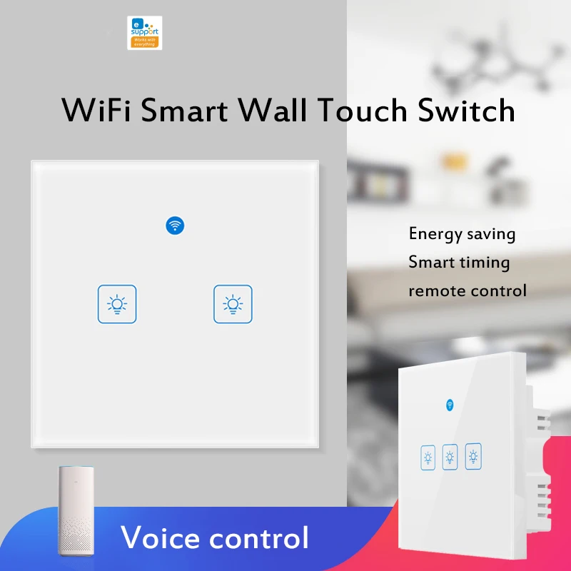 EWelink 1/2/3 банды 1 способ WiFi настенный светильник сенсорный выключатель для Google Home