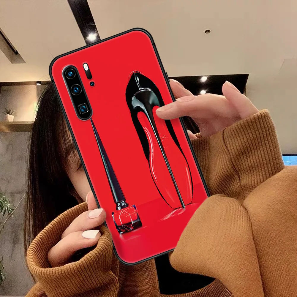 

Paris Brand Girls High Heels Phone Case For Huawei P Mate Smart 10 20 30 40 Lite Z 2019 Pro black Shell Fashion Coque 3D Back