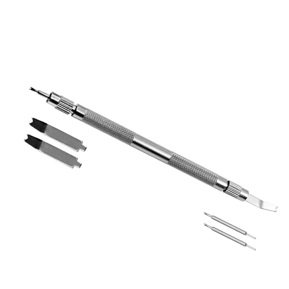 

Silver Watch Repair Tool Spring Bar Steel With Spare Tips 0.8mm X 5mm 130mm