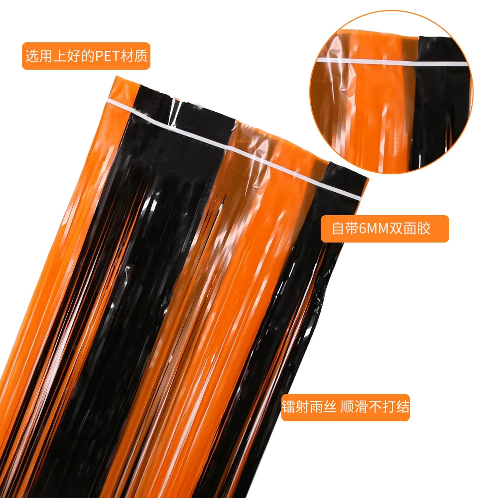 

Black Orange Halloween 1mx1m Rain Silk Curtain PET Halloween Party Decor Pumpkin Party Happy Halloween Party Decor For Home 2021