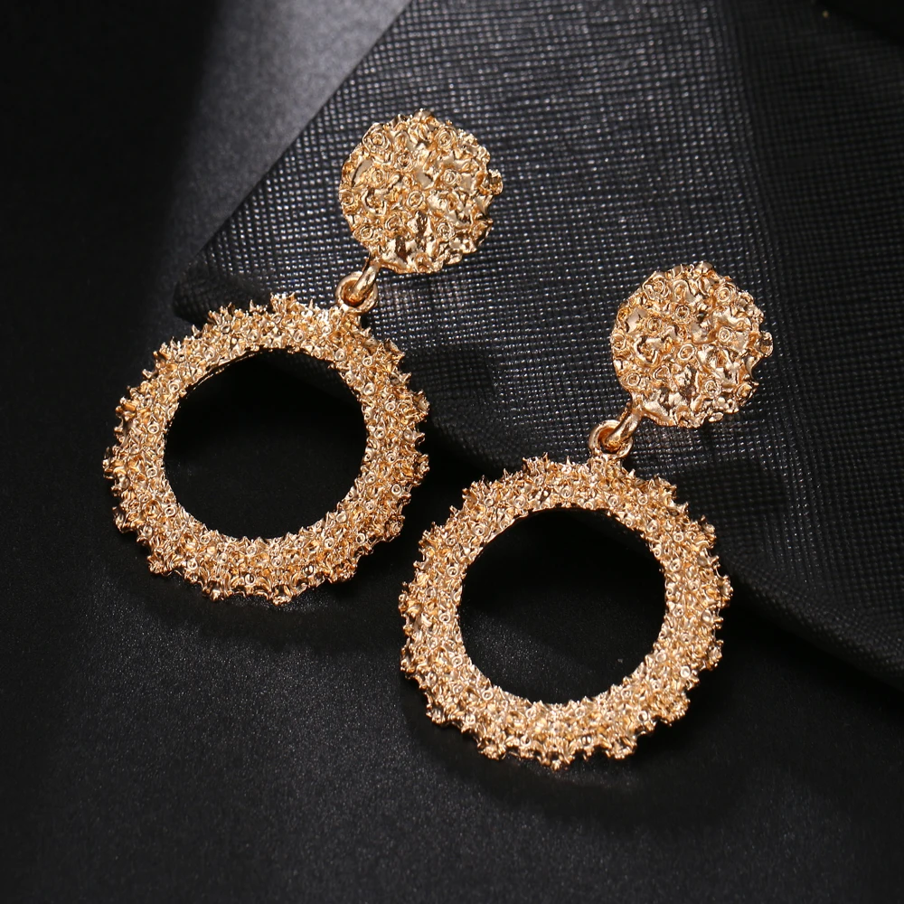 Серьги-подвески золотые геометрической формы для женщин новый дизайн круглые