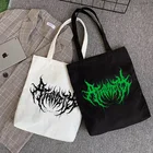 2021 аниме сумка с молнией и надписью, дизайнерская сумочка, женские сумки y2k, Ретро Дамская сумка в стиле Харадзюку, большая сумка-шоппер, Холщовая Сумка, кавайная сумка