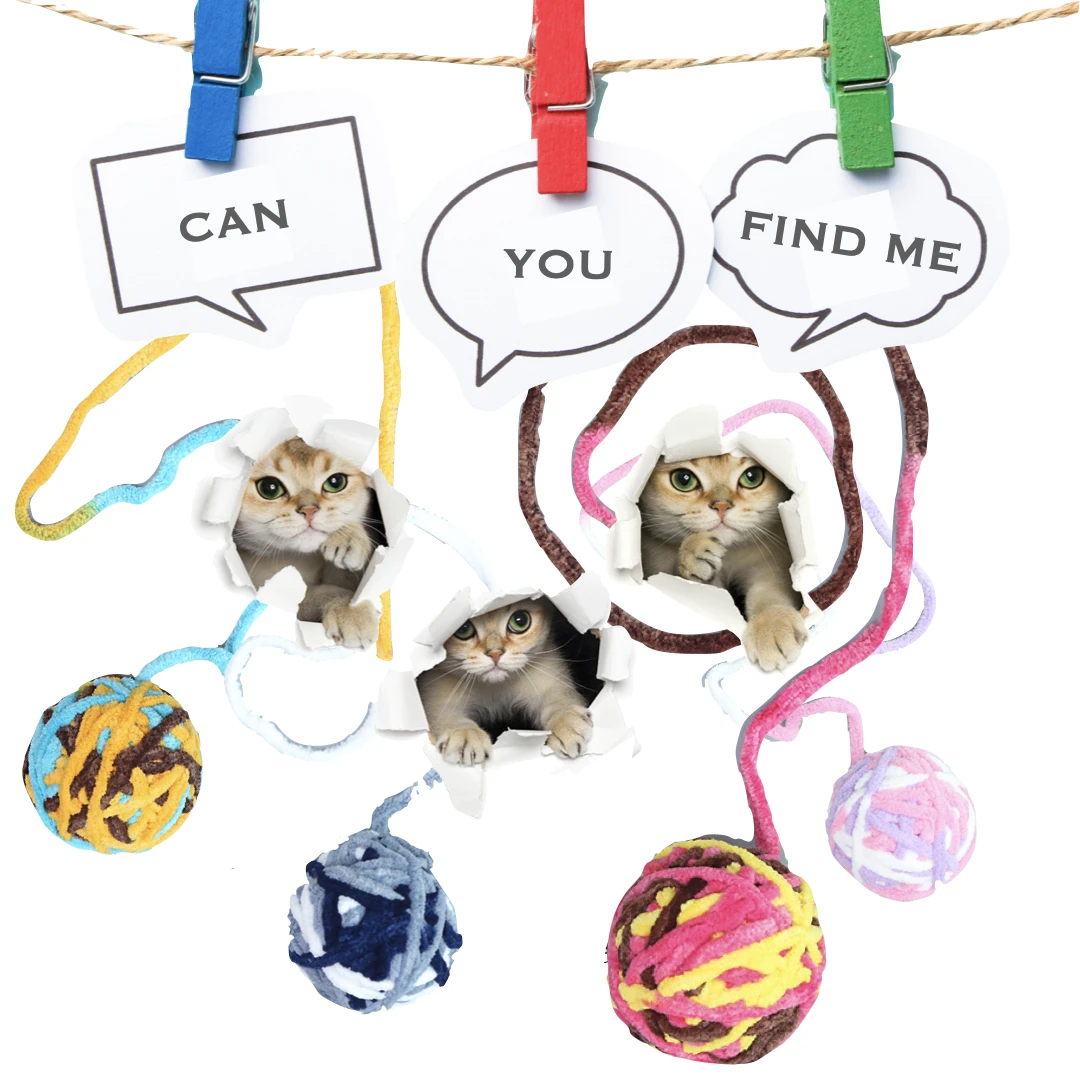 

Cat Ball Toy Colorful Yarn Balls Cats pet products Interactive Chasing Chewing toys for cat Soft Bell Wool Balls Cat Rope Knot