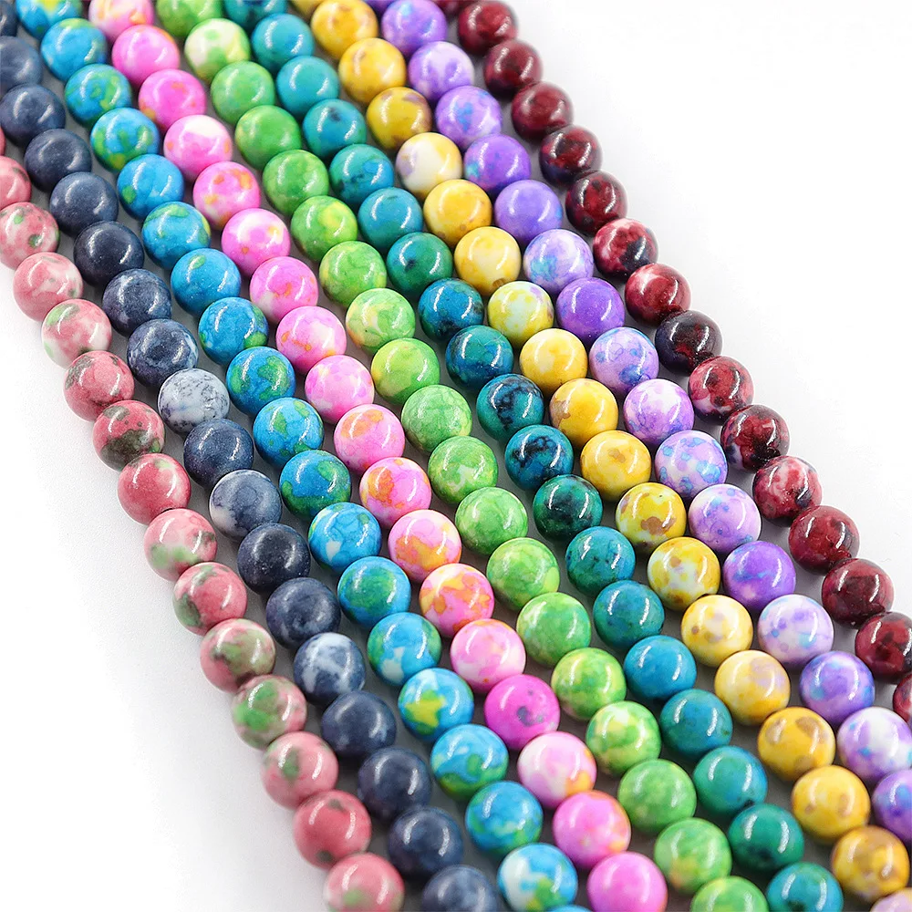 

Natural Mix Gem Stone Rain Colored Stone Beaded for Jewelry Making 4-10MM Round Loose Beads Diy Bracelets Charm Beads