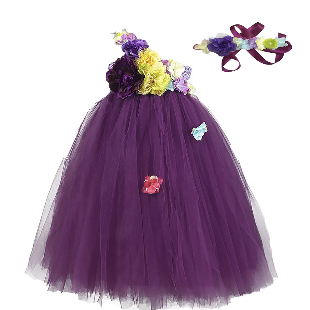 Платье-пачка на одно плечо для девочек элегантные Детские платья до щиколотки с