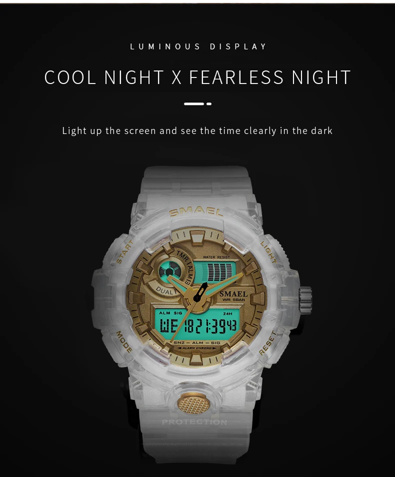 Relogio Masculino 2021 New SMAEL Watch 1642 Fashion White Women's Watches Dual Display Quartz Wristwatches Ladies Reloj Hombre | Наручные