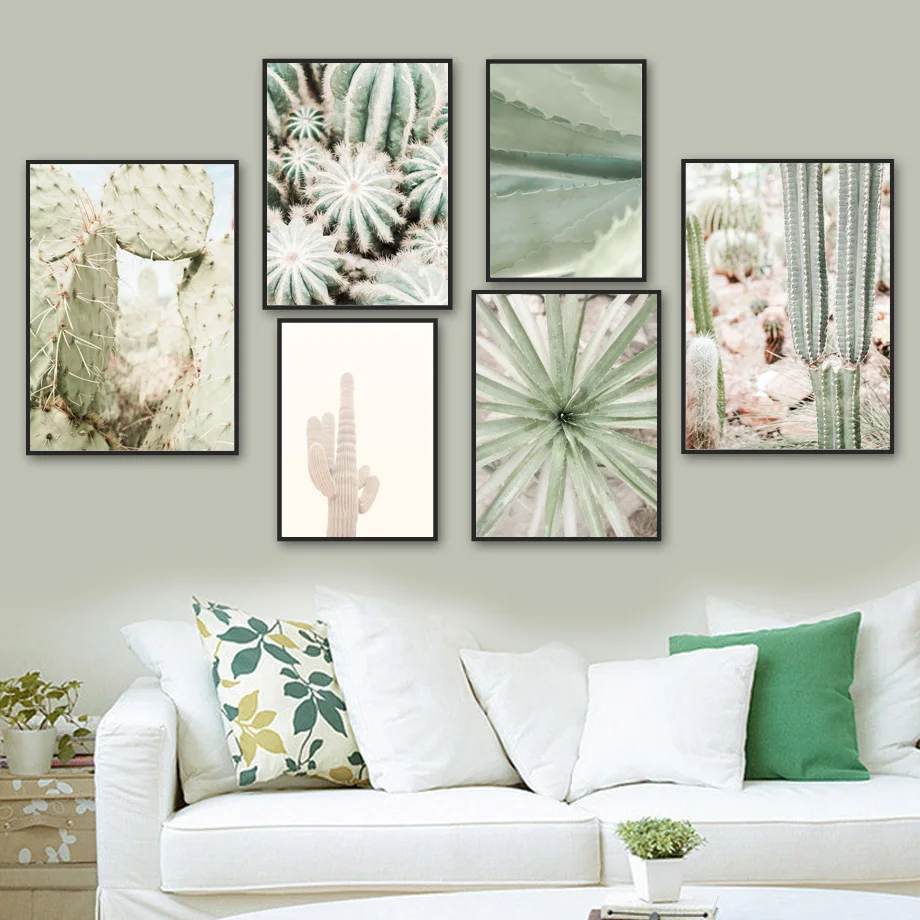 

Desert Scenery Green Cactus Succulents Wall Art Canvas Painting Nordic Posters And Prints Wall Pictures For Living Room Decor