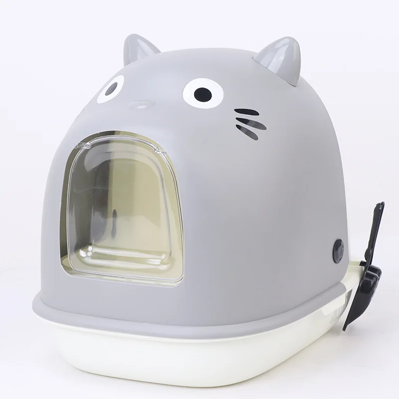 Cat Litter Box Cat Toilet Deodorization Pet Cats Potty Cartoon Shaped Large Space Enclosed Toilet Tray Litter Box Pets Supplies