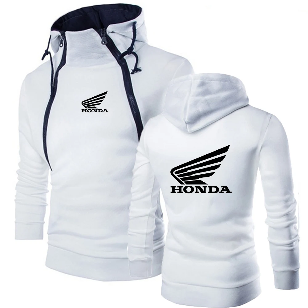 

2021 New Honda Car Printed Letters Hoodie Men's Fashion Placket Double Zipper Cardigan Hooded Track Suit Jacket Male