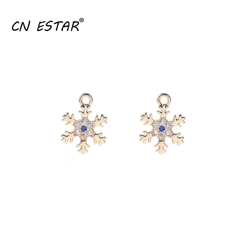 

2pcs/Lot Real 14k Gold Plated Brass Zircon Christmas Snowflake Charms For Bracelets Jewelry Making Accessories DIY Craft