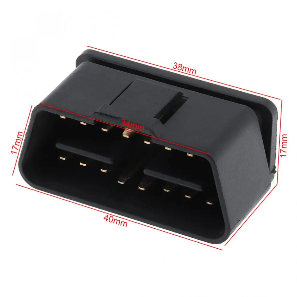 OBD-II 90 градусов 16 Pin черный прочный мужской разъем для провода с золотым покрытием