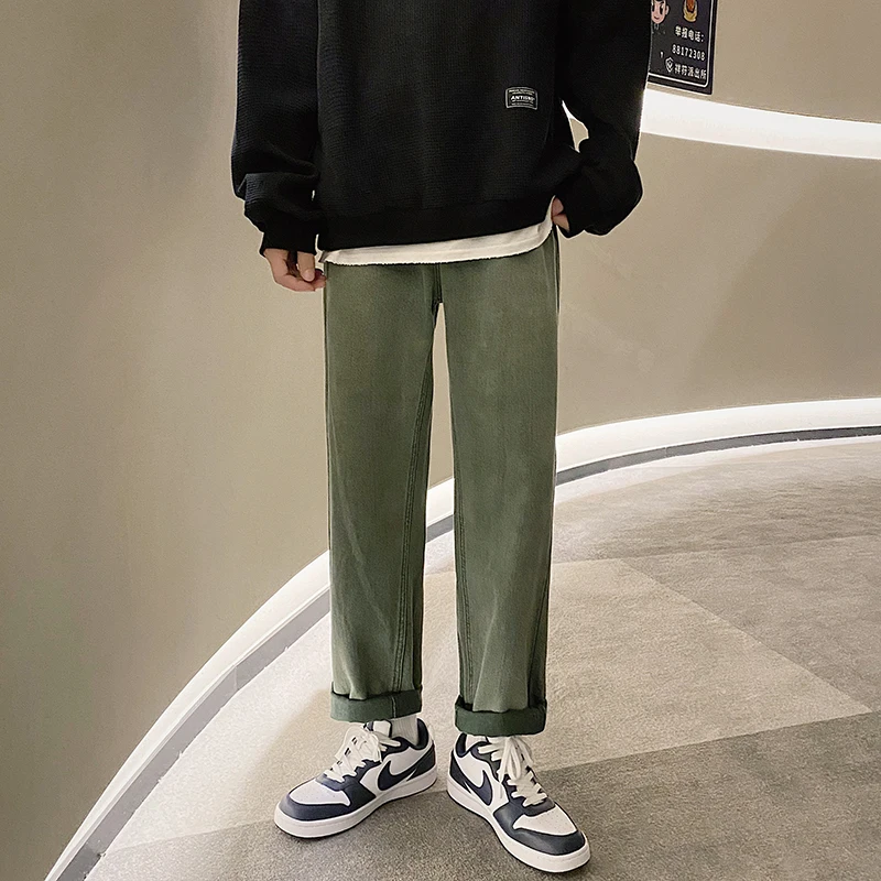 Khaki Beige Jeans Men's Fashion Cotton Casual Baggy Jeans Men Streetwear Loose Hip-hop Straight Denim Trousers Mens Clothing