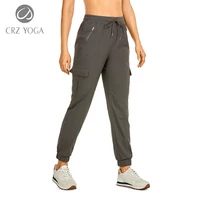 crz yoga lightweight drawstring athletic cargo pants casual travel sweatpants with zipper pockets