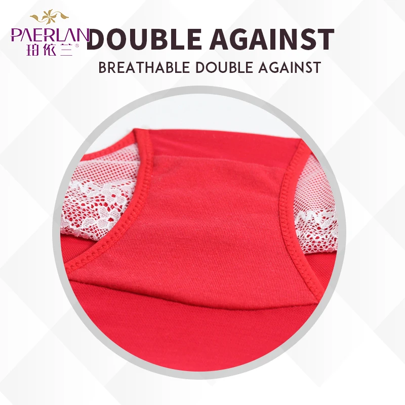 

PAERLAN 2Pcs Lycra Sexy Lace Edge Of Women Underwear Stitching Collision Color A Trace-free low-profile Hip Triangle Underwear