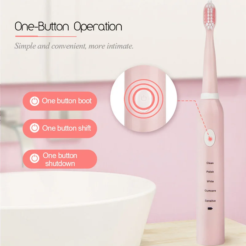 

Electric Toothbrush Adult Timer Brush USB Charge Rechargeable Tooth Brushes 3pcs Replacement Heads Sonic Toothbrush 40D