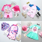 Купальник для девочек UPF50 + купальный костюм русалки детский летний пляжный купальник для малышей цельный + шапочка детский комбинезон купальный костюм