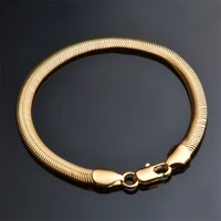 bracelet homme 21cm male gold silver color stainless steel snake chain link bracelet for women men jewelry pulsera dropshipping