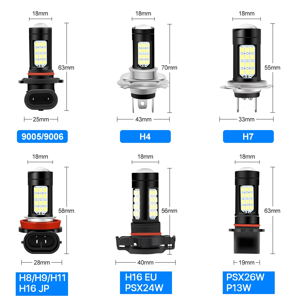 2x H8 H11 H9 Led H16JP туман светильник лампочка 2000LM DRL для Защитные чехлы сидений сшитые
