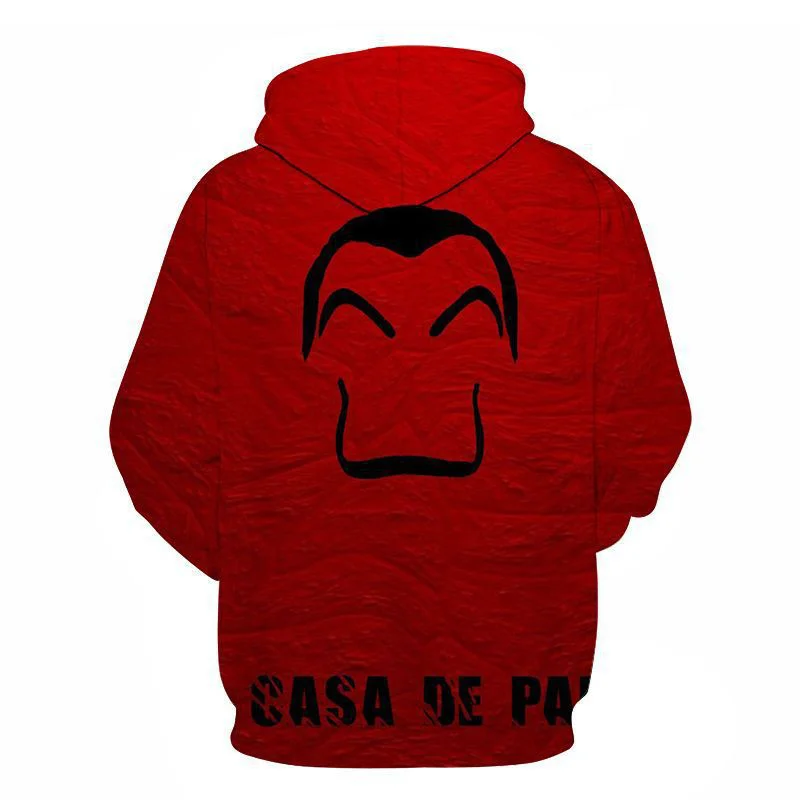 

2021 Spring and Autumn La Casa De Papel Men Women Unisex Hoodies Sweatshirts TV Show Money Heist Novelty Paper House Hoodie Tops