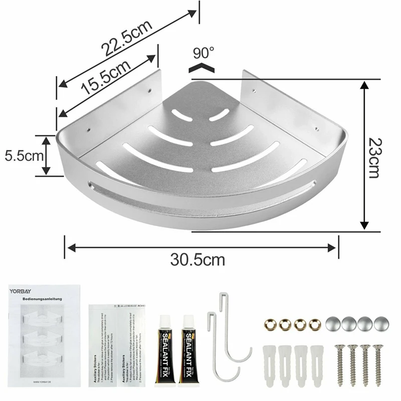 

Bathroom Shelf Space Aluminum Toilet Portable Non-perforated Corner Shower Room Shelf Triangle Shower Basket